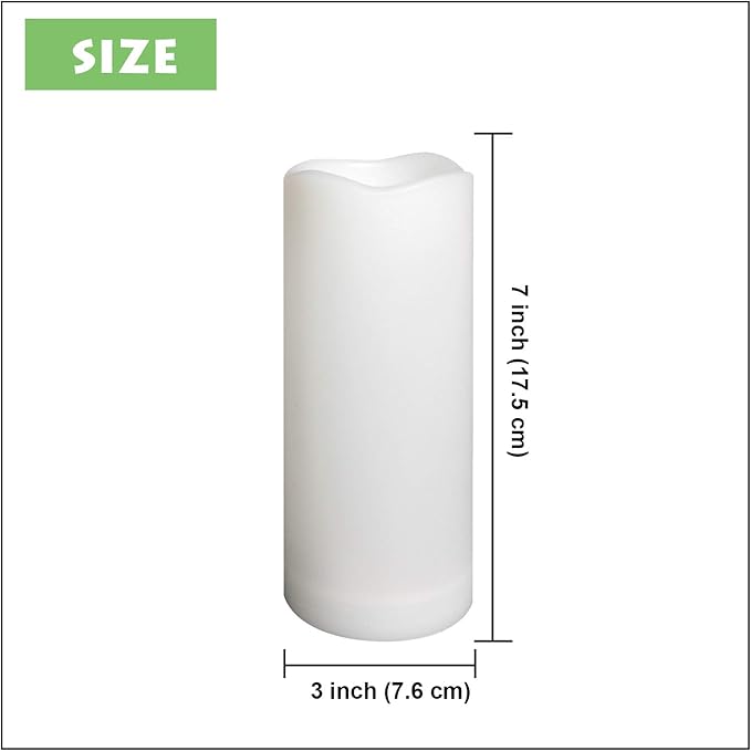 2 Pack Outdoor Flameless Pillar Candles with Remote and Timer Waterproof Battery Operated Electric LED Candle Set for Gift Home Décor Party Wedding Supplies Garden Christmas Decoration, 3” x 7”