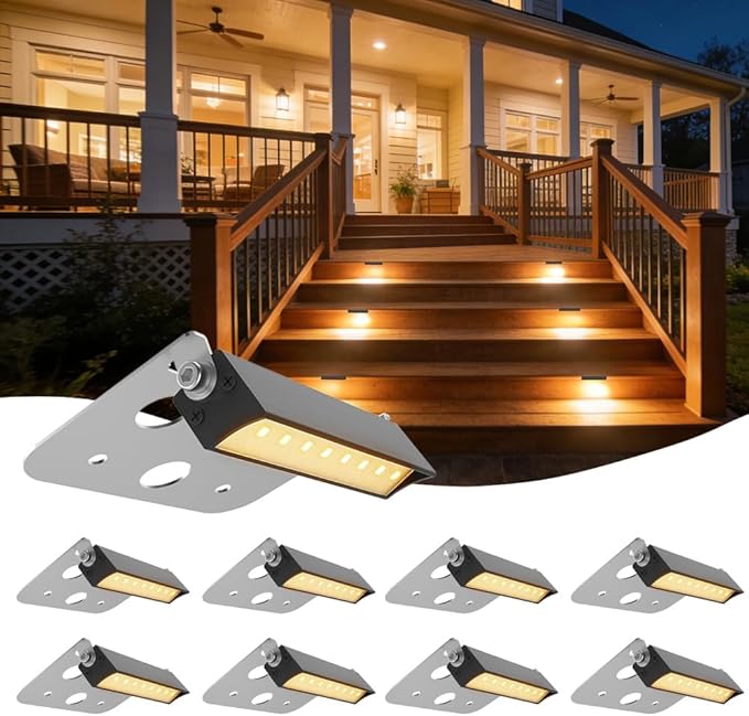 JESLED 4 Inch Retaining Wall Lights 3W LED Hardscape Lighting 12V-24V Low Voltage Step Lights 2700K Warm White Waterproof Outdoor Landscape Lighting for Patio Walls Stairs, 8Pack