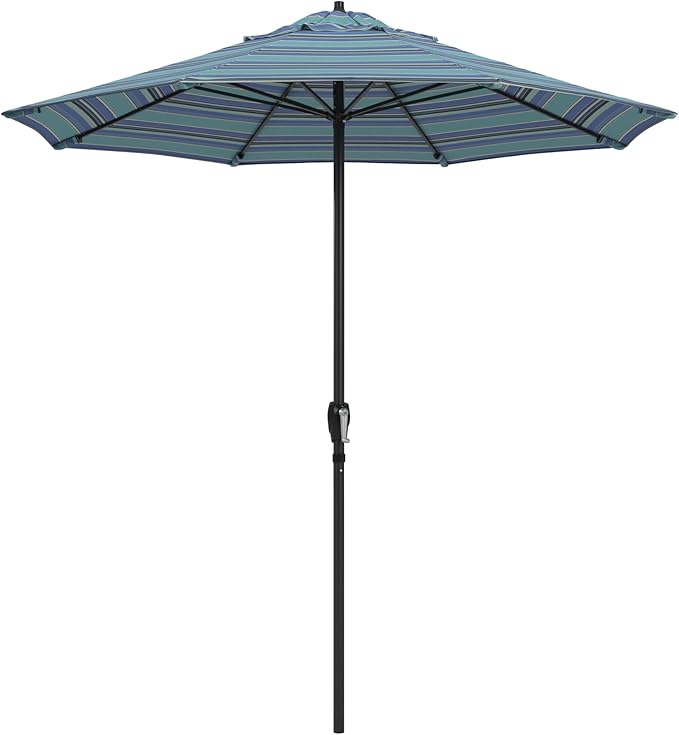 California Umbrella 12-Year Protection 7.5-Ft Outdoor Patio Umbrella, Sunbrella Fade-Resistant Fabric, Auto-Tilt, Heavy Duty Aluminum Frame, 8 Reinforced Ribs for Pool or Deck, Black Pole, Dolce Oasis