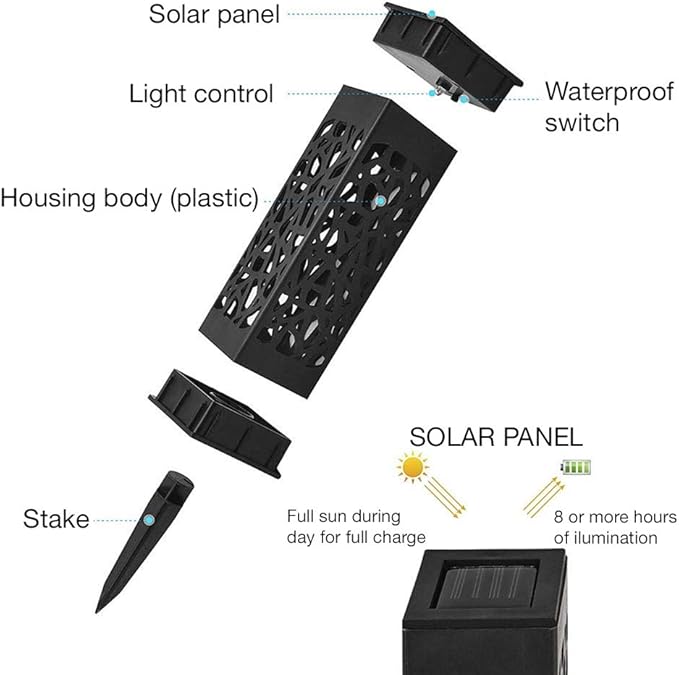 Modern Home Set of 6 Solar Powered LED Path Lights - Modern Deco Design - Light Up Walkway or Use as Luminary