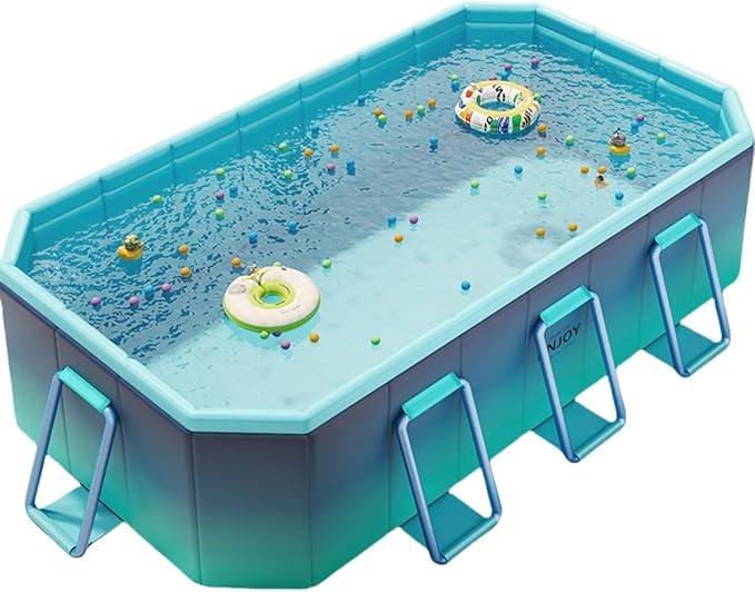 Foldable Pool, 118″ Large Kiddie Pool, Non-Inflatable Kids' and Adults' Outdoor Swimming Pool, Hard Plastic Shell Portable Pool, Kid Pool for Backyard (118" x 65" x 21")