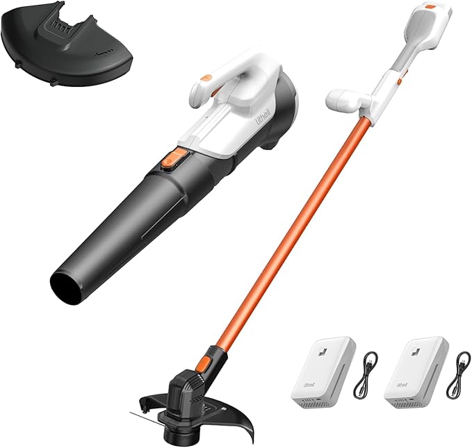 Litheli 20V Cordless String Trimmer & Edger + Leaf Blower Bundle with 2x2.0Ah Batteries & Charger, Lightweight Lawn Tools for Garden and Yard Cleaning