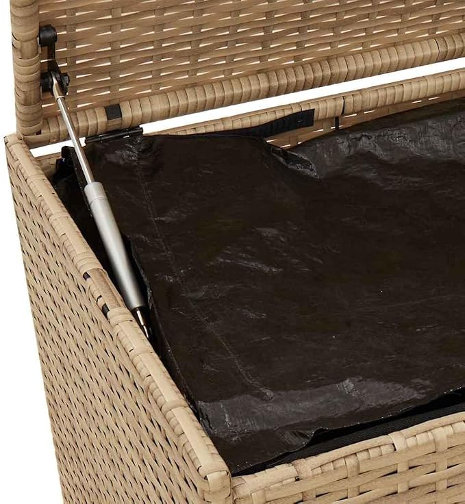 Garden Storage Box Mix Beige PE Rattan Outdoor Deck Box 984L Extra Large Capacity for Patio Furniture Cushions Pillows and Blankets, Powder-Coated Steel Frame 70.9 x 35.4 x 27.6 in.