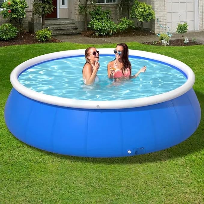 Montary Extra Large 144"x144"x30" Inflatable Swimming Pool for Family- Thickened Backyard Summer Pool, Outdoor Blow Up Design with Coil Mesh, Foldable & Portable