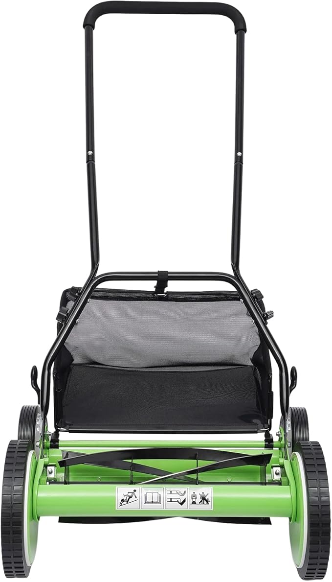 Walk-Behind Lawn Mower, Adjustable Height Push Reel Lawn Mower, Manual Reel Lawn Mower, Dual Wheeled Grass Cutter Sweeper, Reel Mover, Clinder Lawnmower, Push Reel Lawn Mower (16 in)