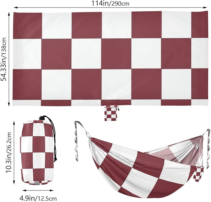 Brown and White American Plaid 330lb Capacity Hammocks with Portabl Carry Bag Tree Hammock for Outside Patio Garden hamaca para Patio Exterior