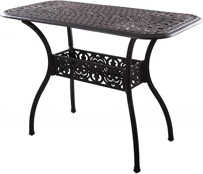 Darlee Series 60 52 X 26 Inch Cast Aluminum Counter Height Patio Serving Table - Antique Bronze