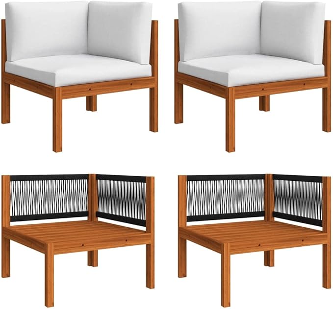 Patio Lounge Set with Cushions,Outdoor Patio Furniture,Outdoor Chat Conversation Set,for Patio,Backyard,Garden,Outdoor,6 Piece Cream Solid Acacia Wood