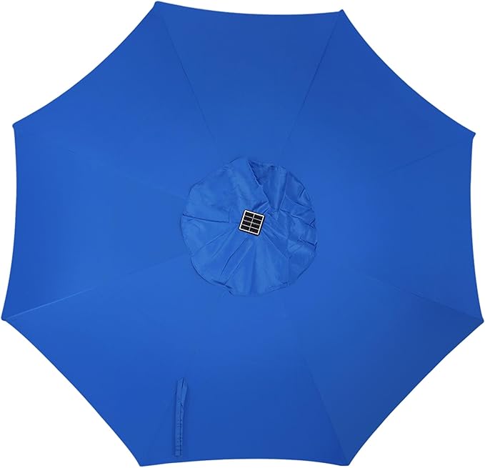 Blissun 9 ft Solar Umbrella, Patio Umbrella with 32 LED Lights, Table Market Umbrella, Outdoor Umbrella for Garden, Deck, Backyard, Royal Blue