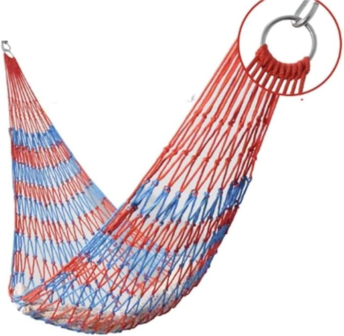 Portable Hammocks Hanging Rope Swing Hammock Chair Indoor Outdoor Home Patio Porch Yard Garden Portable Travel Camping Swing Hammock Hammock for Outdoor(Red Blue)