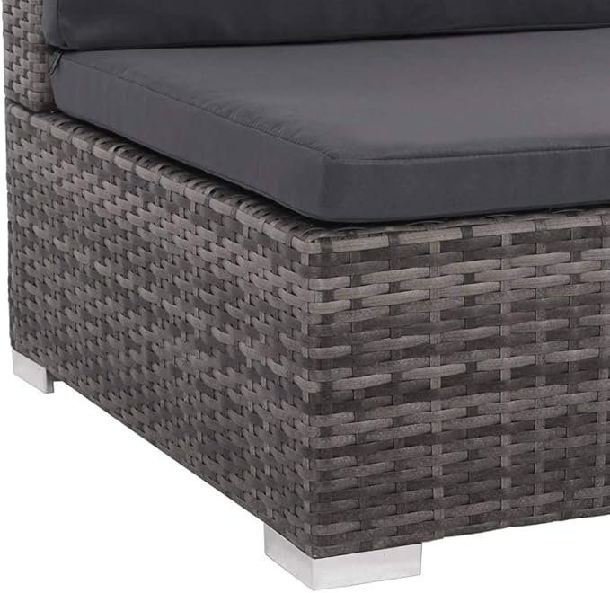 vidaXL Patio Furniture Set 8 Piece, Patio Conversation Set with Cushions, Outdoor Sectional Sofa with Coffee Table for Garden, Poly Rattan Gray