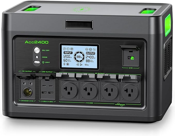 Portable Power Station 2400W Solar Generator, 1843.2Wh UPS Home Battery Backup, LiFePO4 Battery Supply with 12 Outlets(2400W AC Outlets), USB-C PD100W, 2Hrs Quick Charge, RV Camping