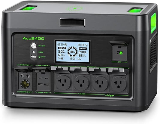 Portable Power Station 2400W Solar Generator, 1843.2Wh UPS Home Battery Backup, LiFePO4 Battery Supply with 12 Outlets(2400W AC Outlets), USB-C PD100W, 2Hrs Quick Charge, RV Camping