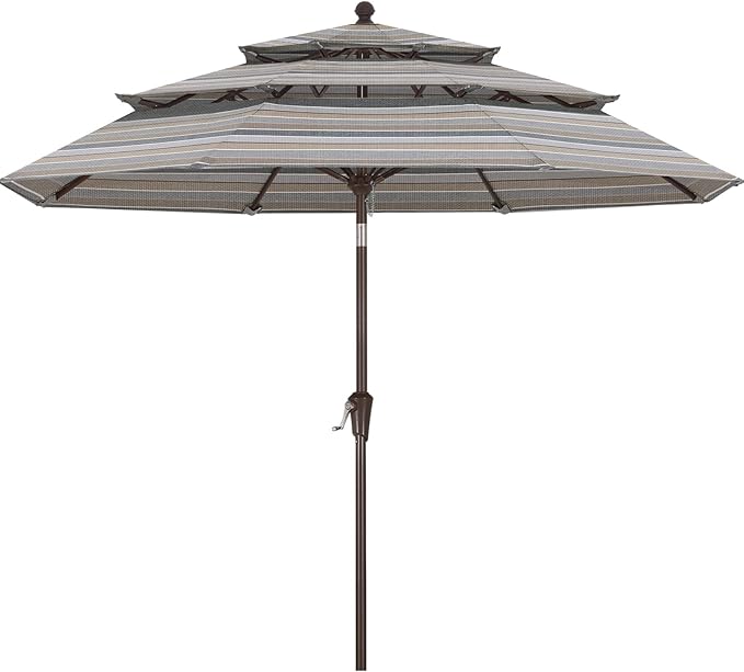 ABCCANOPY 5-Year 10-Year No Fading 9FT 3 Tiers Patio Umbrella, Outdoor Table Umbrella with 8 Sturdy Ribs for Deck, Backyard, Garden, Yard