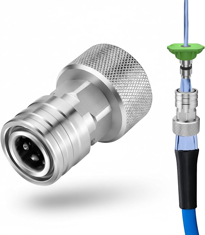 Garden Hose to Mini Power Washer Adapter-3/4 GHT to 1/4", Stainless Steel Garden Hose to Pressure Washer Adapter, Leak-Proof Secure Fit Quick Installation for Car Garden Window (Connector Only)