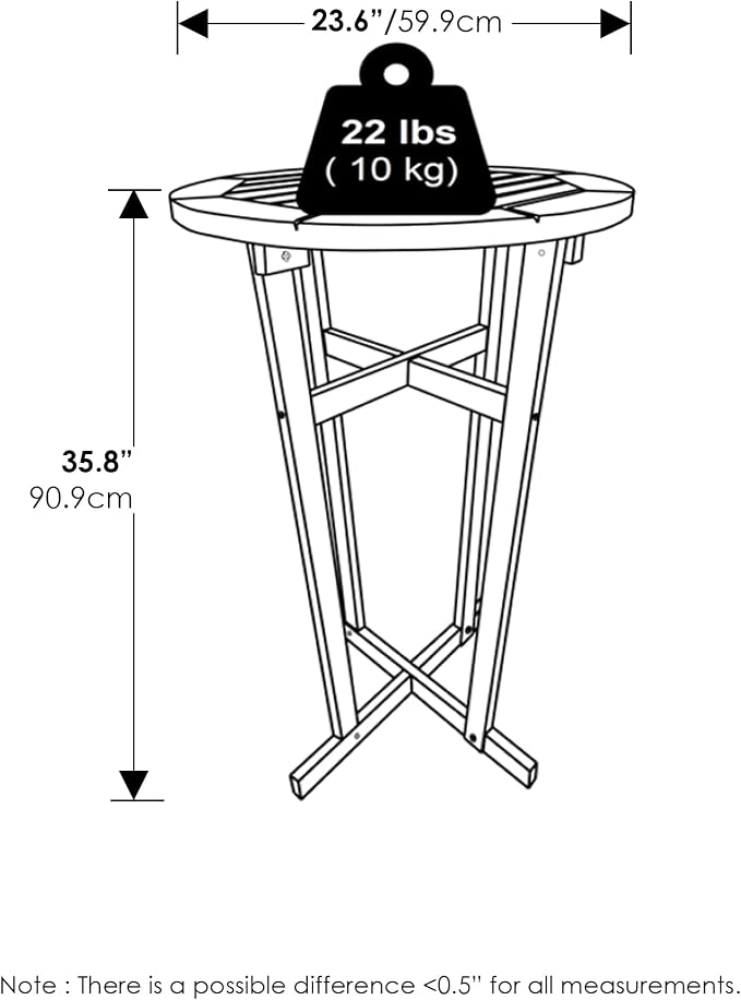 Furinno TIOMAN Patio Table, Outdoor Side Table, Patio Bar Table, Coffee Table in Teak Oil, for Patio, Garden, Porch, Light Wood