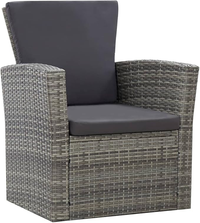 4 Piece Patio Lounge Set,PE Rattan Outdoor Furniture Set,Patio Conversation Sofa Set,Garden Backyard Poolside Patio Seating Set,with Cushions Poly Rattan Gray