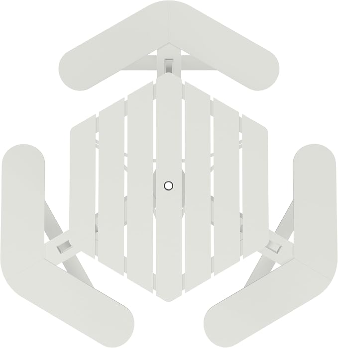 Shoreline Made in USA Hexagon Picnic Table, Seating for 6, Coconut White