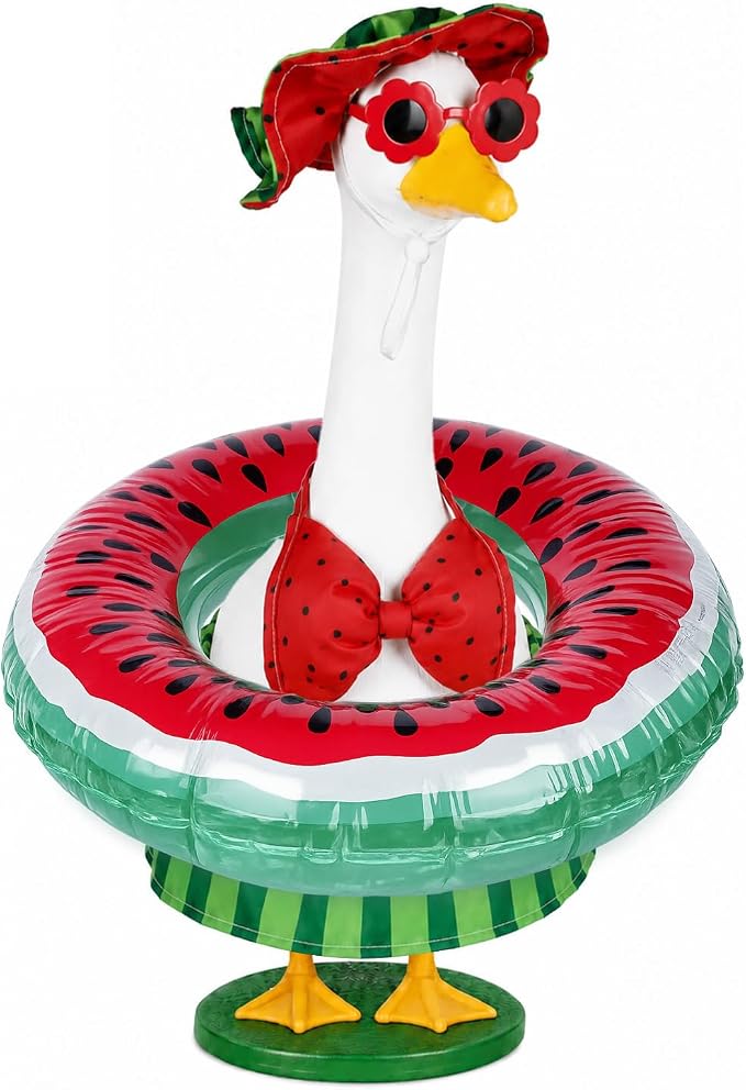 Summer Bikini Goose Outfits Hawaiian Porch Goose Outfits Fit 23inch Cemment Goose Statue Bikini Goose Clothes for Outdoor Garden Yard Decor