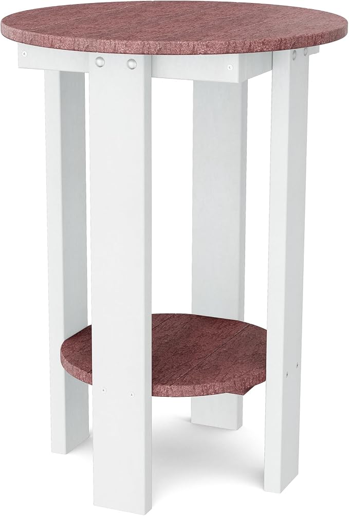 Wildridge Heritage Balcony Table, Cherrywood and White - Outdoor Weather Resistant Recycled Plastic Furniture for Patio