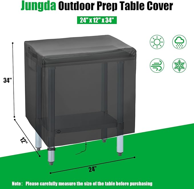 Outdoor Prep Table Cover, 24 Inch Waterproof Stainless Steel Prep Cart Table Cover, Patio kitchen Grill Bbq Food Prep Table Cover - 24 x 12 x 34 Inch