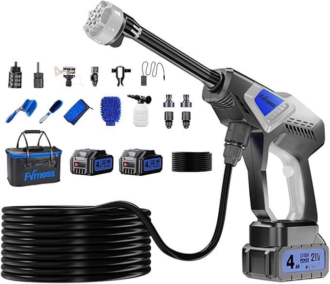 Portable Handheld Cleaning Tool, Lightweight Compact Spray Tool with 6-in-1 Nozzle for Car Patio Window Garden Outdoor Use and Daily Home Maintenance (Black)