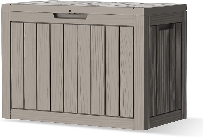 Outdoor Storage Box, 50 Gallon Waterproof Deck Storage Box, Lockable Patio Storage Bins for Package Delivery, Porch, Garden Tool, Cushions, Anti-Theft Weatherproof & UV-Resistant Parcel Drop Box