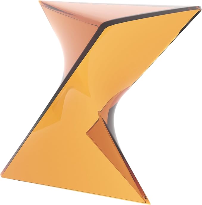 LeisureMod 15.75" Triangular Side Table, Stackable Plastic Accent End Table for Indoor & Outdoor Use, Weather-Resistant Modern Patio & Living Room Table, Set of 4, Tea (Transparent)