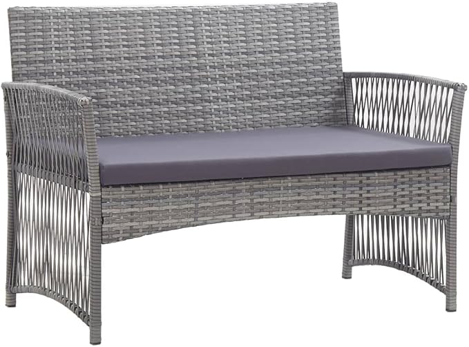 Patio Lounge Set with Cushion,Outdoor Tables and Chairs,Outdoor Furniture Sets,Patio Conversation Sets,for Garden,Deck,Backyard,4 Piece Poly Rattan Anthracite