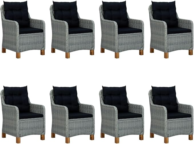 vidaXL 9 Piece Patio Dining Set in Light Gray/Black