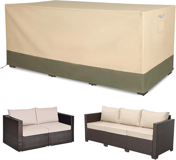BPS Patio Sofa Cover, Waterproof 600D Oxford Outdoor Couch Cover with Attached Storage Bag and Reflective Handles for Patio 2-Seater Loveseat and Bench, 58''W x 38''D x 36''H
