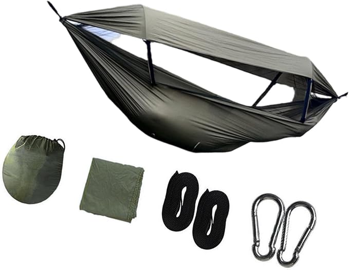 Quick Setup Hammock Including Netting and Canopy Perfect for Backyard or Holiday Sun Shelter Hammock