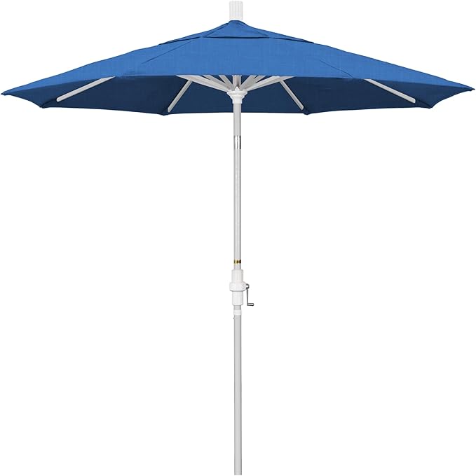 California Umbrella 7.5' Rd. Aluminum Patio Umbrella, Crank Lift, Collar Tilt, White