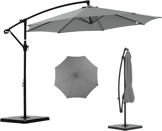 NEWBULIG 10FT Patio Umbrella, Offset Cantilever Outdoor Patio Table Umbrella, UV Protection, Fade Resistant Fabric, Easy Tilt Adjustment for Deck, Pool, Backyard, Garden