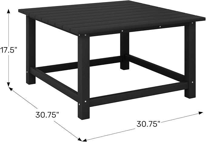 WestinTrends Malibu Low Outdoor HDPE Square Patio Coffee Table, Red