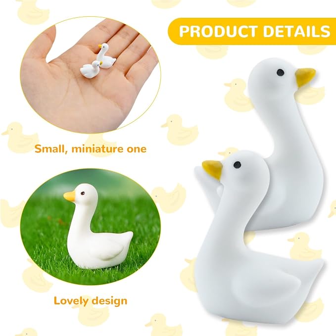 50pcs Mini Gooses Resin Animal Figurines - Handcrafted Small Desk Goose Decor for DIY Crafts, Micro Landscape Ornaments, Aquarium Potted Ornament,Miniature Geese Animal Statues to Hide