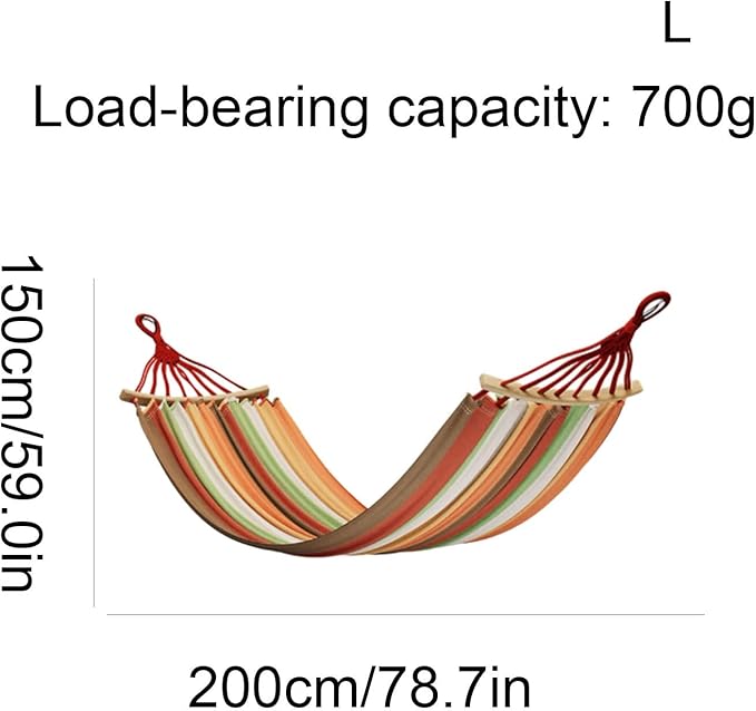 Portable Canvas Hammock with Wooden Sticks for Outdoor Camping and Playing Portable Tree Hanging Good Hammock Comfortable(L)