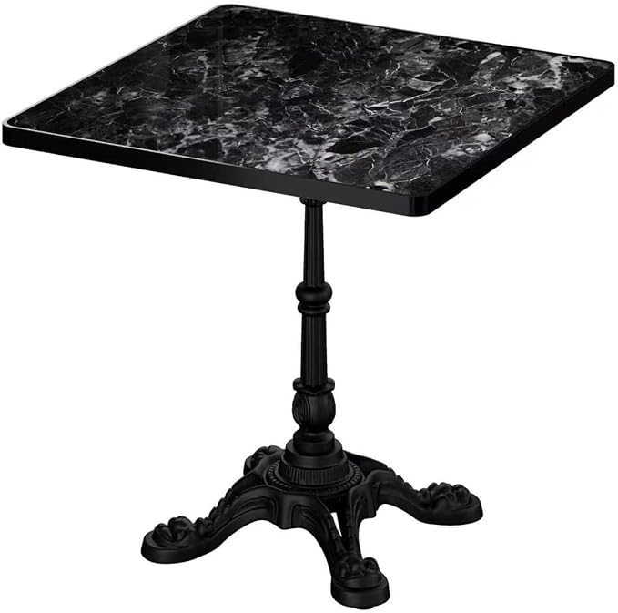 31.5" Sintered Stone Square Dining Table for 2-4 People, Marble Look Bistro Table with Heavy Duty Cast Iron Base for Outdoor Patio Garden Cafe, Living Room Balcony, Commercial Grade Small Space, Black