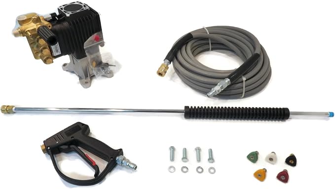 OEM Annovi Reverberi 4000 PSI Horizontal Brass Head Power Pressure Washer Water Pump, RSV4G40HDF40-EZ, 4 GPM, 1" Shaft with Non-Marking Hose & Spray Kit