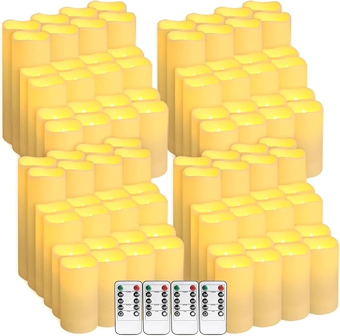 Enpornk Set of 96 Flameless Led Battery Opeated (D2.2'' x H4''5''6'') Waterproof Outdoor Indoor Candles with 10-Key Remotes and Cycling 24 Hours Timer
