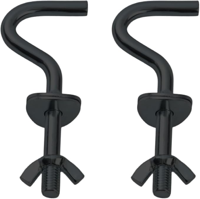 2PCS Heavy Duty Metal Hammock Hooks, Black Zinc Plating Replacement Hardware for 3/8 Inch Holes, Fits 1-1/4 to 2 Inch Stand Posts, Indoor Outdoor Accessories