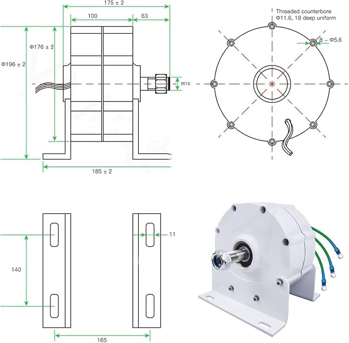 12000W low rpm permanent magnet generator, 3 Phase Gearless Permanent Magnet AC Alternator Water Wind Turbine Generator With Rectifier,Wind turbine with rectifier (220 Volts)