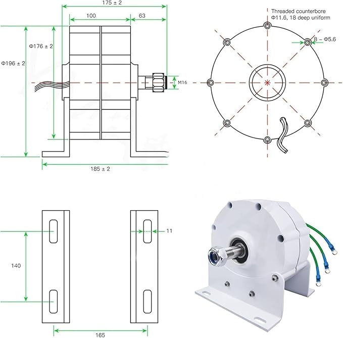 12000W low rpm permanent magnet generator, 3 Phase Gearless Permanent Magnet AC Alternator Water Wind Turbine Generator With Rectifier,Wind turbine with rectifier (120 Volts)