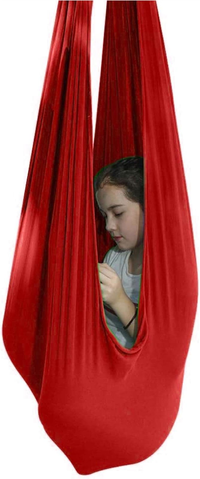 Multifunctional Elastic Hammock Kids Children Hanging Indoor Cuddle Swing Seat Aerial Yoga Hammock for Autism ADHD ADD (Color : Red, Size : 150 x 280 cm (L x W).)