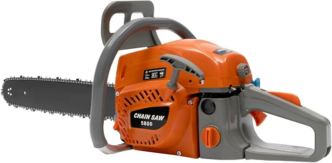 20'' 2-Stroke Cordless Gas Chainsaw Commercial Logging Saw Orange 58cc Power Gasoline Saw Wood Cutting Machine Handheld Petrol Gasoline Chain Saw for Farm, Forest, Garden and Ranch