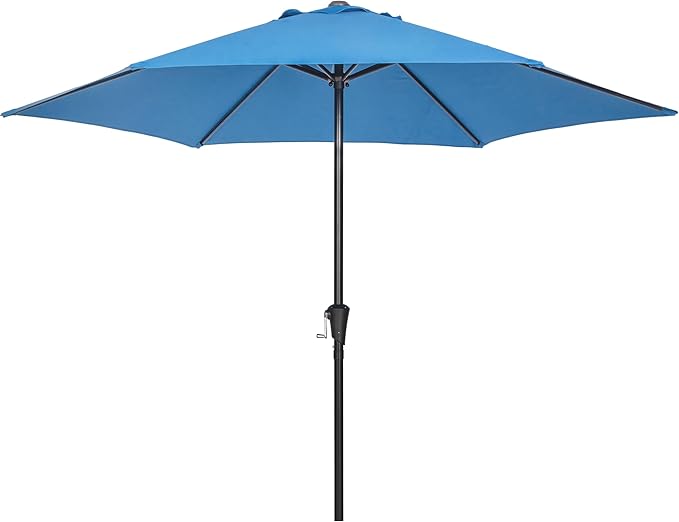 Sunnyglade 9FT Outdoor Patio Umbrella, Market & Table Umbrella with 6 Sturdy Ribs and Crank System, Fade-resistant & Waterproof for Garden Backyard Poolside Deck
