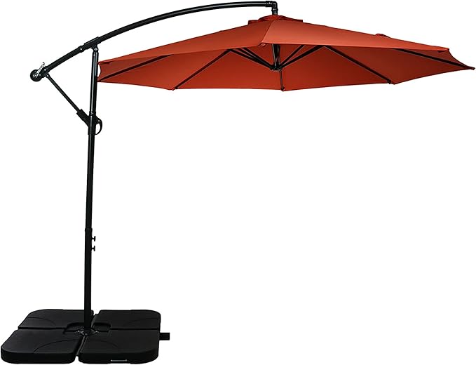Sunnydaze 10ft Offset Cantilever Patio Umbrella with Base Included - Large Outdoor Umbrella for Patio