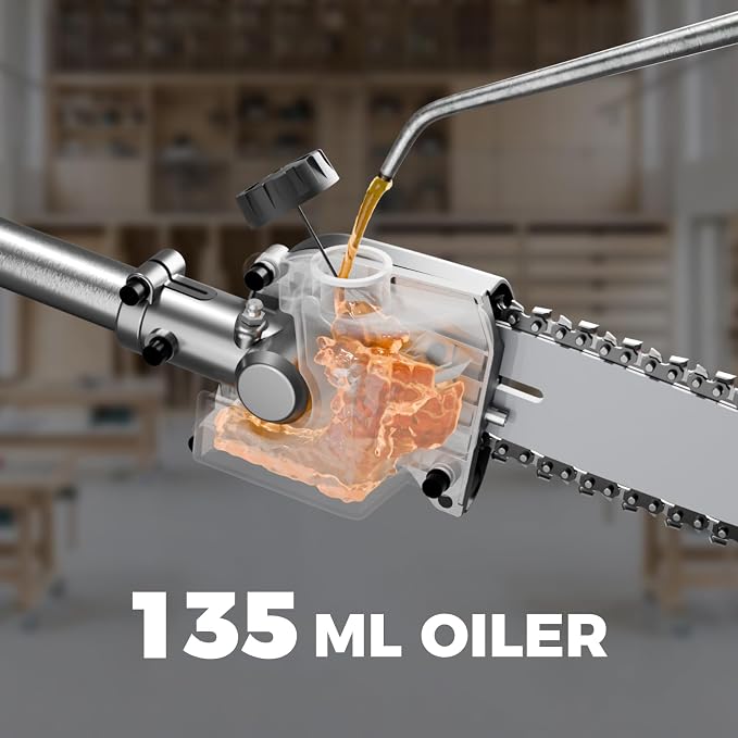 15-FT Cordless Pole Saw 60V Electric Power PoleSaw for Tree Trimming With Pole 10" Cutting Power Max Reach 2.5AH Battery
