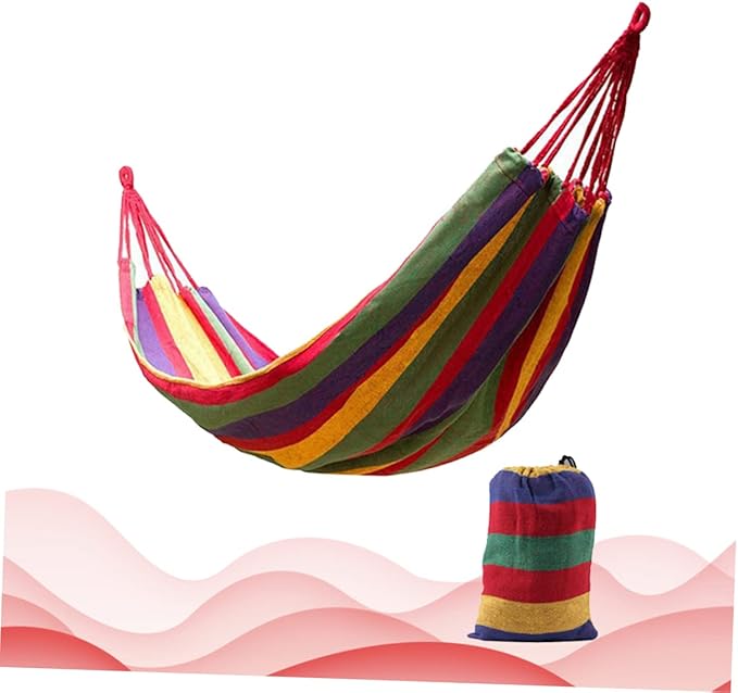 Milisten Double Thickened Canvas Hammock Outdoor Swing Chair for Camping Durable Red with Binding Ropes and Carry Bag Relaxing and Travel