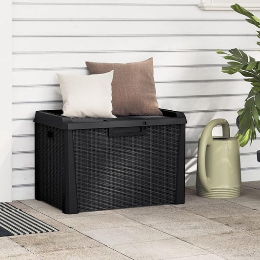 Anthracite Garden Storage Box Medium Rectangular Outdoor Deck Box with Hydraulic Lift 33 Gal Capacity for Patio Poolside and Garden Storage
